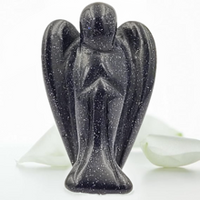 Load image into Gallery viewer, Original Pocket Guardian Angel with Serenity Prayer Card - Blue Goldstone Healing Stone Figurine Statue - Spiritual Gift for Yourselves and Your Loved Ones