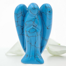 Load image into Gallery viewer, Pocket Guardian Angel with Serenity Prayer Card - Blue HOWLITE Turquoise Natural Crystal Healing Stone Figurine - Gift for Yourselves and Your Loved Ones